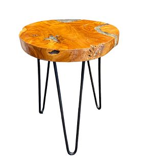 Hair Pin Leg Side Table with Live Edge Top 