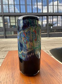 Art Glass Vase Signed LORETTA EBY