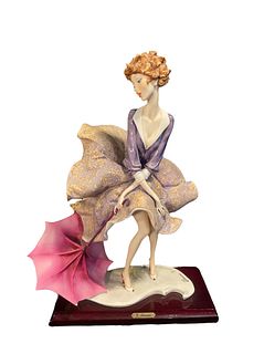 GIUSEPPE ARMANI Porcelain Umbrella Autumn Lady Figurine 