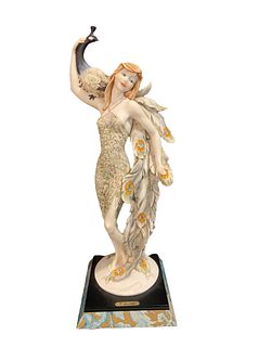 GIUSEPPE ARMANI Porcelain Peacock Lady Statue Figurine