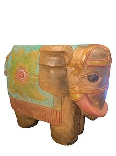 Hand Carved Wooden Elephant Stool