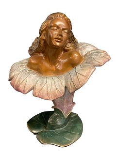 Art Nouveau Bronze Flower Woman by DANEL 