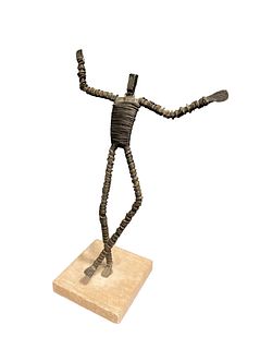 After GIACOMETTI Brutalist Wire Figural Man Sculpture 