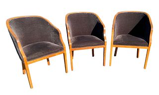 WARD BENNETT Design Mohair Art Deco Style Chairs set of 3