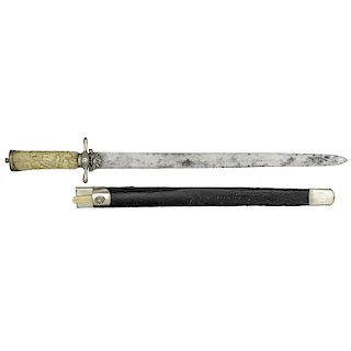 German Short Sword With Carved Handle