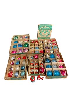 Large Collection Vintage SHINY BRITE Glass Christmas Ornaments 