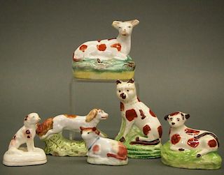 6 Staffordshire & porcelain spotted figures