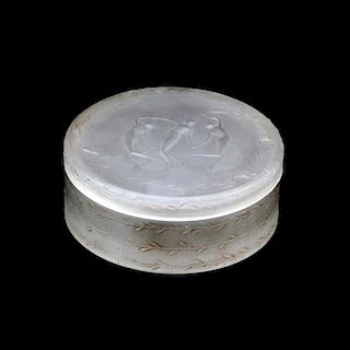 R. Lalique Frosted Crystal Three Graces Figural Powder Box