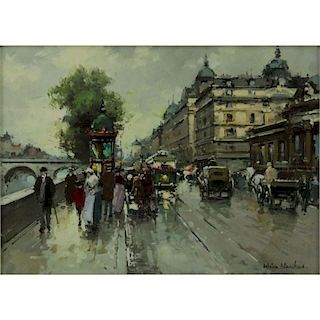 Antoine Blanchard, French (1910-1988) Oil on Canvas, Paris Street Scene