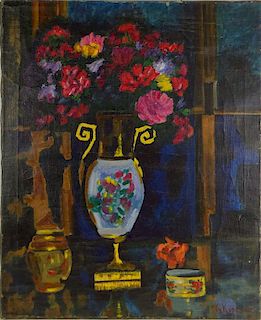 Constantin Alexeevich Kerovin, Russian oil on Canvas, Still Life with Flowers