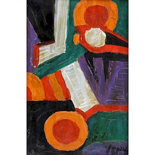 Lucio Venna, Italian (1897-1974) Oil on Canvas, Futurist Composition