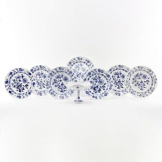 Grouping of Eight (8) Meissen Blue Onion Porcelain Tabletop Items