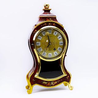 Modern Decorative Painted Wood and Brass Cased Clock