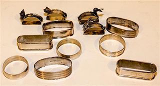 * Twelve American Silver Napkin Rings, Various Makers, comprising five examples by Gorham Mfg. Co., Providence, RI, two examples