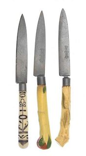 * A Group of Austrian Ceramic Handled Knives, Stahlbronce and other makers, with gilt metal implements.