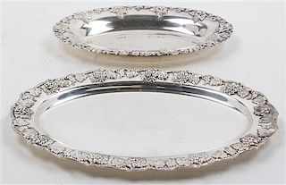 Two American Silver-Plate Trays Width 14 inches.