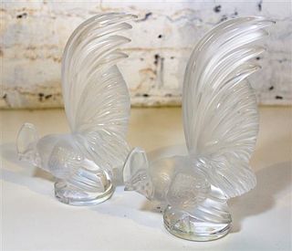 * Two Lalique Mascots. Height 8 inches.