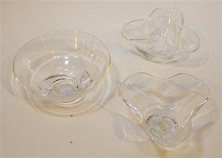 * Three Steuben Glass Bowls. Diameter of largest 7 1/8 inches.