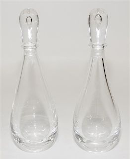 A Pair of Steuben Glass Decanters Height 10 1/2 inches.