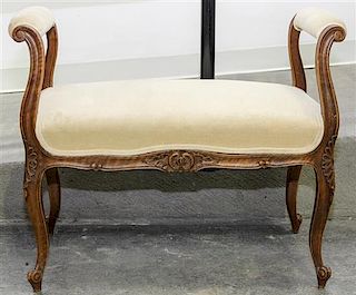 * A Louis XV Style Walnut Window Seat Width 28 1/2 inches.