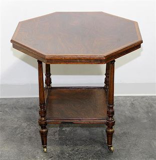 A Regency Style Burlwood Table Height 25 1/2 x width 26 3/4 x depth 26 3/4 inches.
