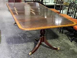 * A Regency Style Mahogany Double Pedestal Extension Dining Table Height 29 inches.