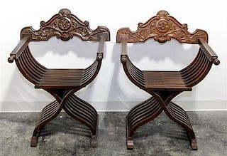 * A Pair of Renaissance Revival Chairs. Height 36 1/4 inches.