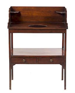 * A George III Mahogany Wash Stand Height 38 1/2 x width 28 x depth 18 1/2 inches.