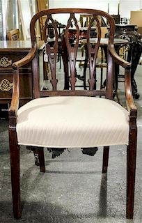 A Hepplewhite Mahogany Open Armchair Height 38 1/2 inches.