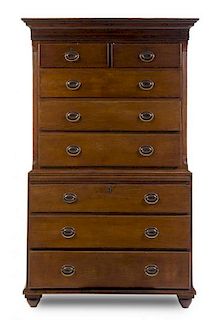 An American Oak Chest on Chest Height 73 x width 44 1/2 x depth 22 inches.