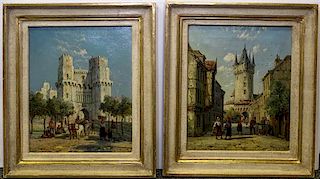 * William Raymond Dommersen, (Dutch, active c. 1850-1927), The Eschenheimer Tower, Frankfurt and Gate of Cuarte, Valencia (a pai