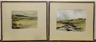 * Phyllis del Vecchio, (American, 20th century), Landscapes (a pair of works)
