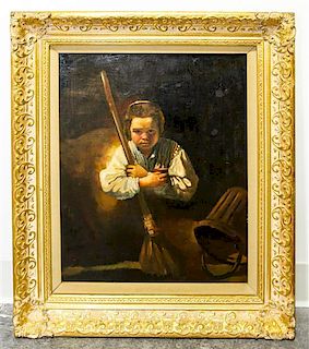 Artist Unknown, (20th century), Portrait of Boy with Broom