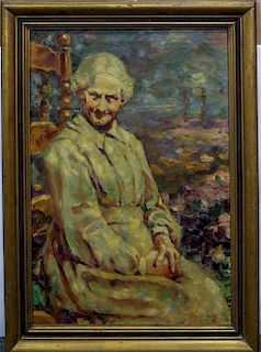 * Frank Post, (American, 1897-1966), Portrait of Elderly Woman, 1925