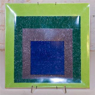 A Limited Edition Josef Albers Ceramic Plate 11 3/4 x 11 3/4 inches.