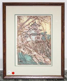 Hiroshi Yoshida, (Japanese, 1876-1950), Hirosaki Castle