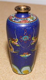 * A Japanese Cloisonne Enamel Vase Height 5 1/2 inches.