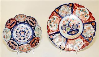 Two Imari Palette Porcelain Articles Diameter of charger 11 1/2 inches.
