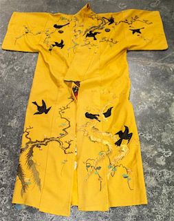 A Japanese Embroidered Robe Length 58 1/2 inches.