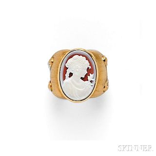 18kt Gold and Hardstone Cameo Ring