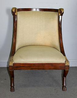 Custom Quality Mahogany Chair with Carved & Gilt