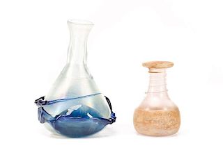 Two Continental Iridized Blown Glass Vases