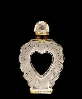 Deluxe Lalique 'Coeur Joie' Crystal Flacon Bottle