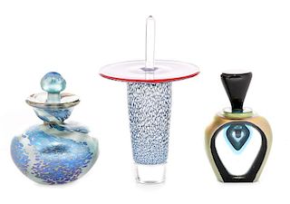 Group of Three Contemporary Glass Perfume Bottles