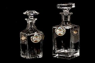 Two Decanters with Tags, Baccarat & Staffordshire
