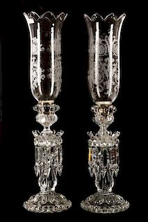 Pair of Baccarat Crystal Candle Lustres, Marked