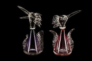 Two Art Glass Figural Perfume Bottles, Molly Stone