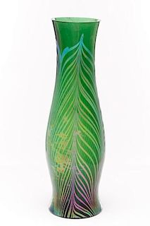 Continental Emerald Green Pulled Feather Vase