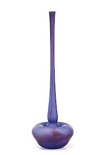 Daum Nancy Tall Mottled Blue Art Glass Vase
