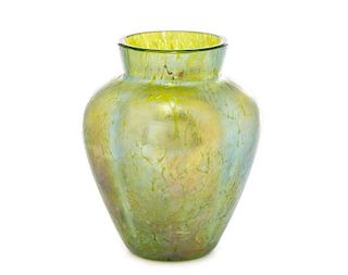 Kralik Soft Crackle Green Iridized Cabinet Vase